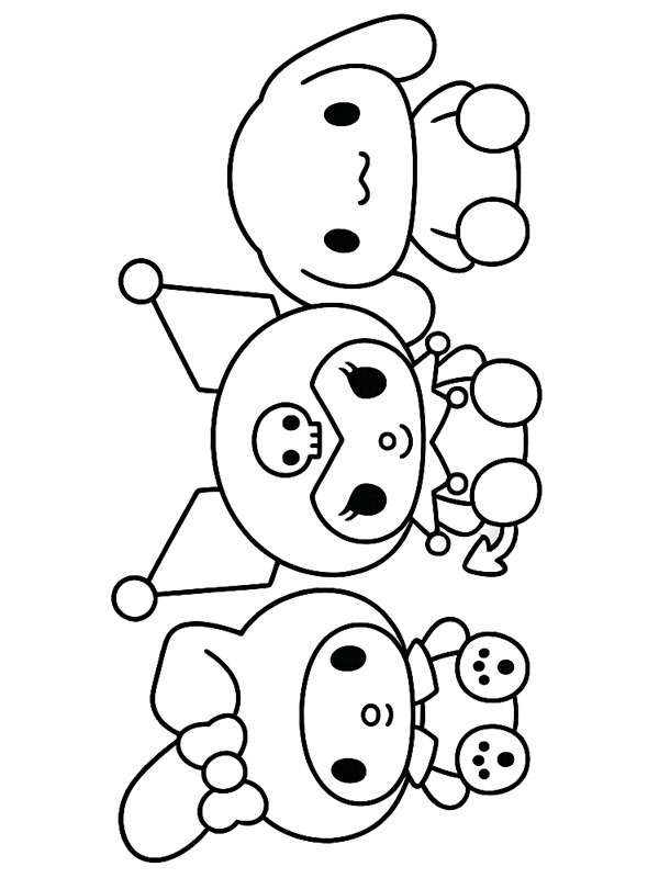 My Melody, Kuromi and Cinnamoroll Colouring page My Melody, Kuromi and Cinnamoroll Colouring page