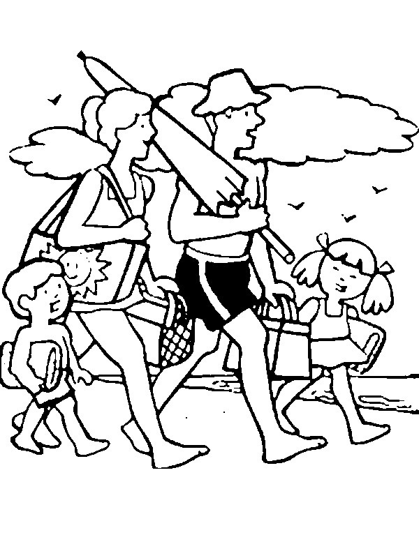 To the beach Colouring page
