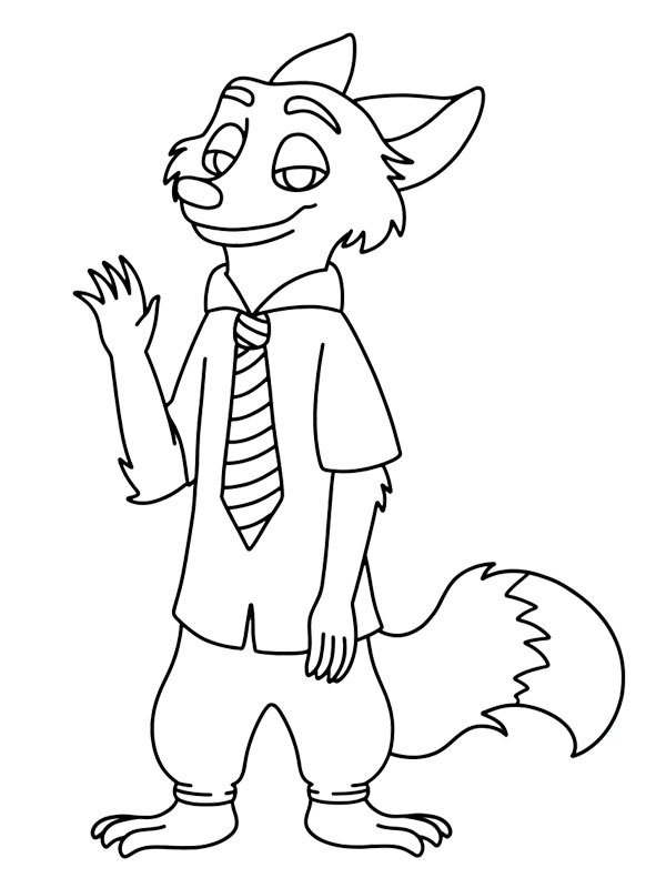 Nick Wilde (Zootopia) Colouring page