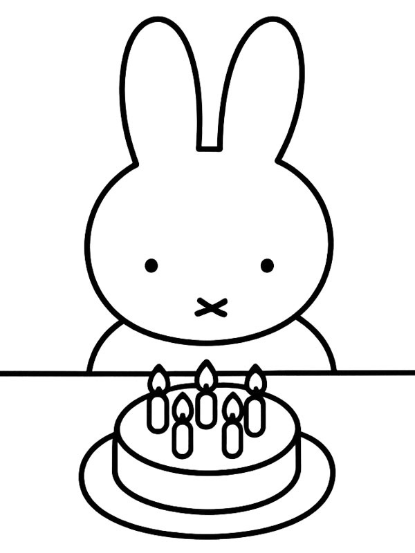 Miffy with cake Colouring page