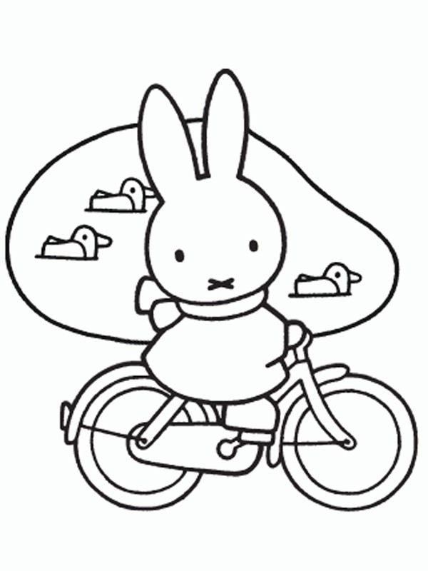 Miffy on a bycicle Colouring page