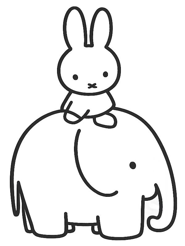 Miffy and the elephant Colouring page