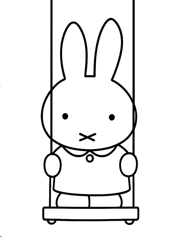 Miffy on the swing Colouring page