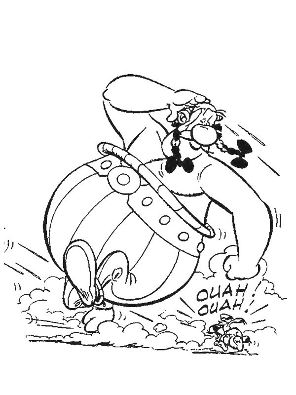 Obelix and idefix run for their lives Colouring page