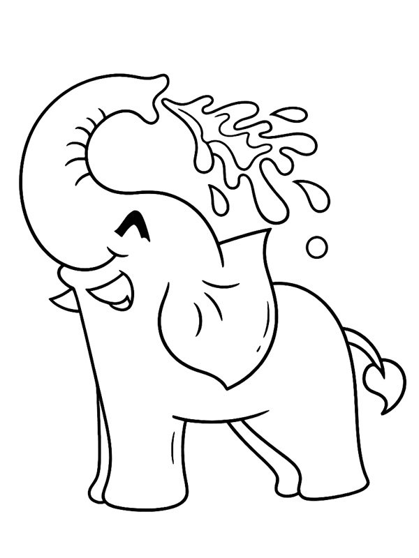 Elephant spraying water Colouring page