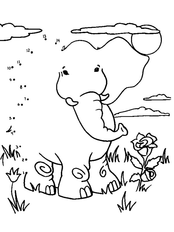 Draw an elephant Colouring page