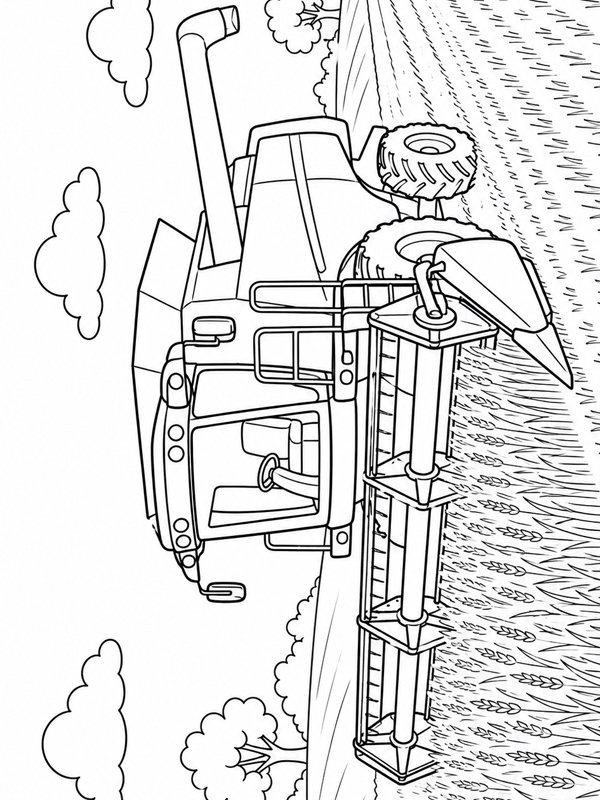 Combine harvester in the field Colouring page Combine harvester in the field Colouring page