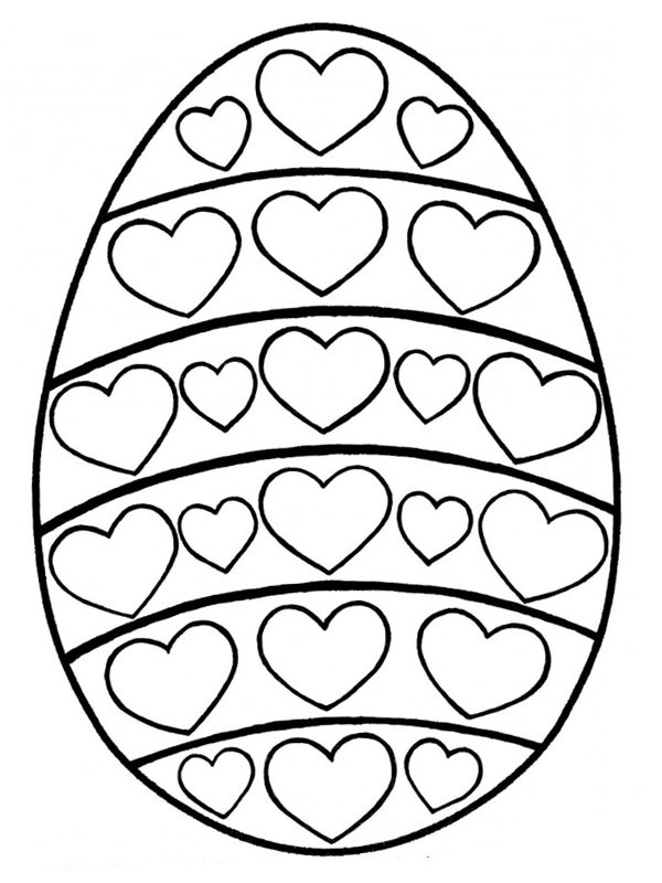 Easter egg with hearts Colouring page