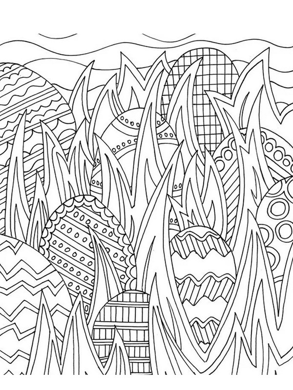 Easter eggs in the grass Colouring page