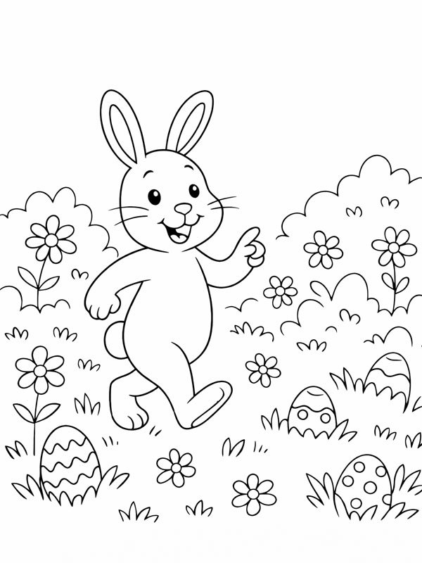 Easter egg hunt Colouring page