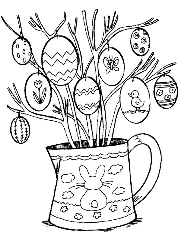 Easter branch Colouring page