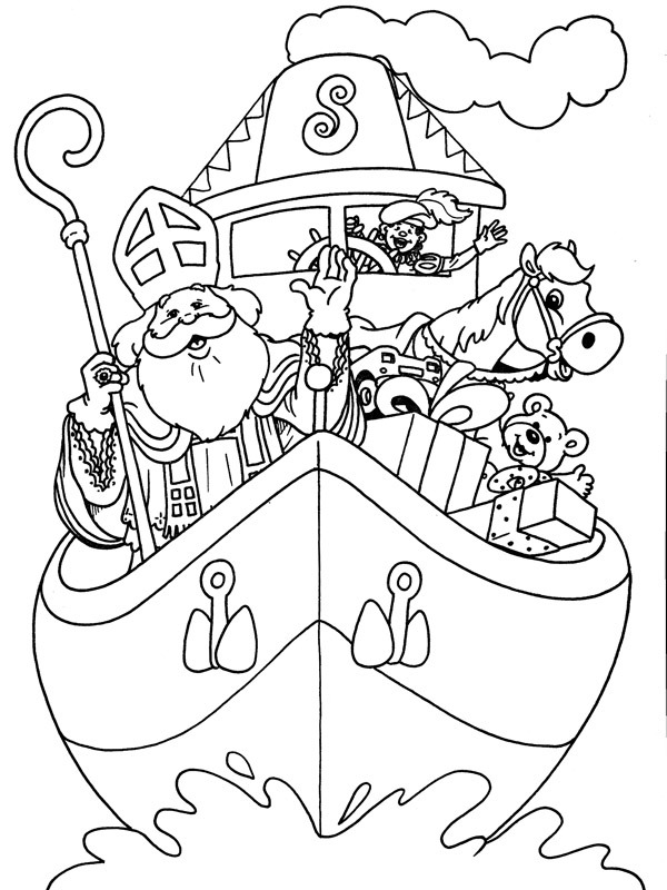 Saint nick and his boat 13 Colouring page
