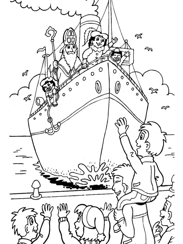 Saint Nicholas Steam Boat Colouring page