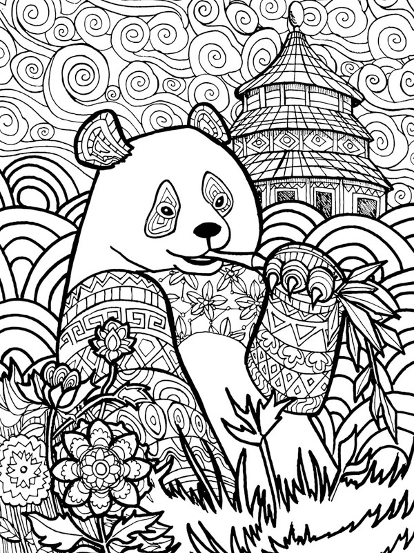 Panda for adults Colouring page