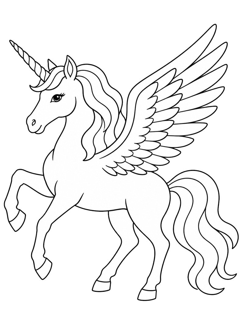 Pegasus Unicorn Colouring page