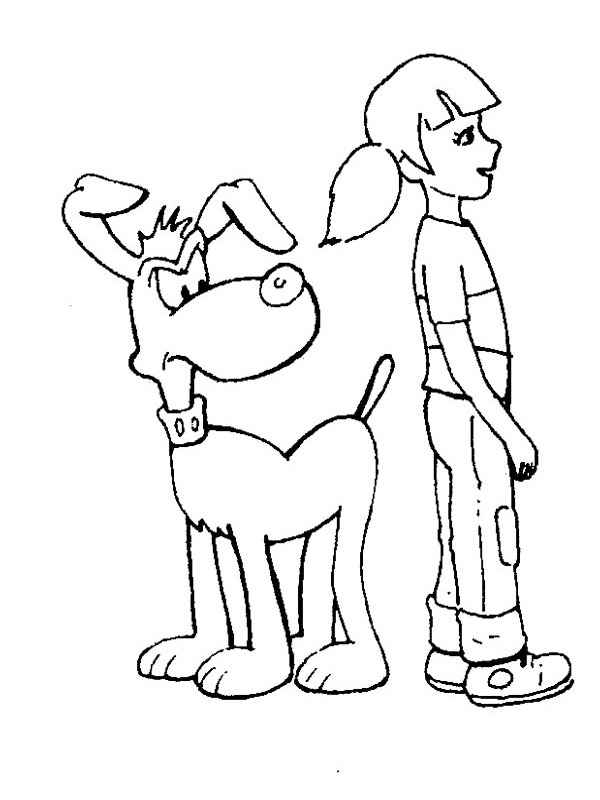 Penny and dog Brian Colouring page