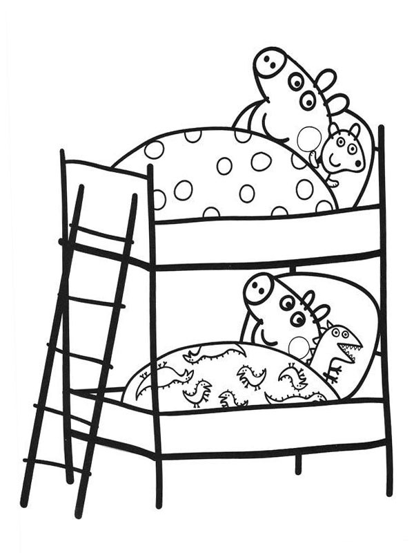 Peppa pig and George Pig are sleeping Colouring page Peppa pig and George Pig are sleeping Colouring page