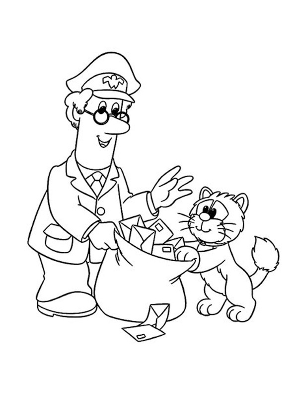 Pat Clifton and Jess the cat Colouring page