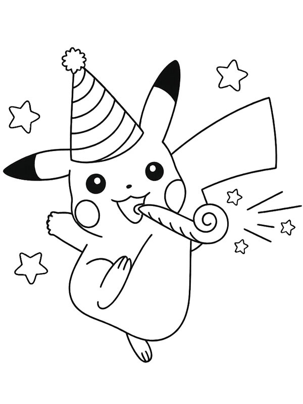 Pikachu birthday Colouring page