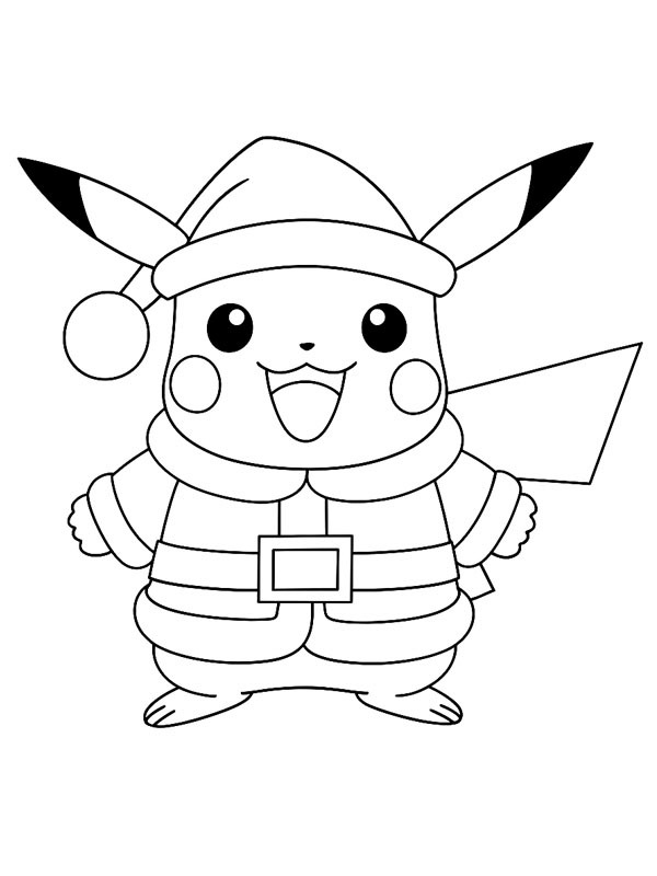 Pikachu Santa Colouring page