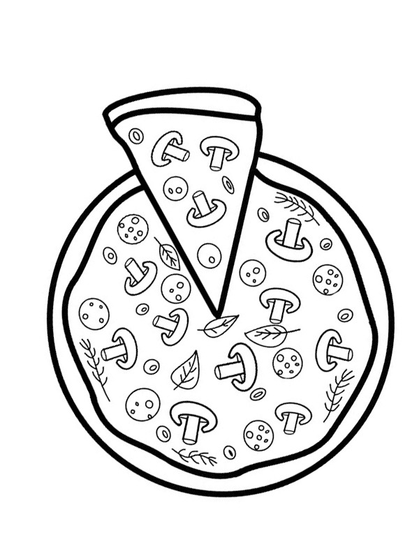 Pizza Funghi Colouring page