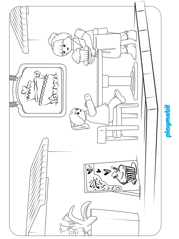 Playmobil Restaurant Colouring page