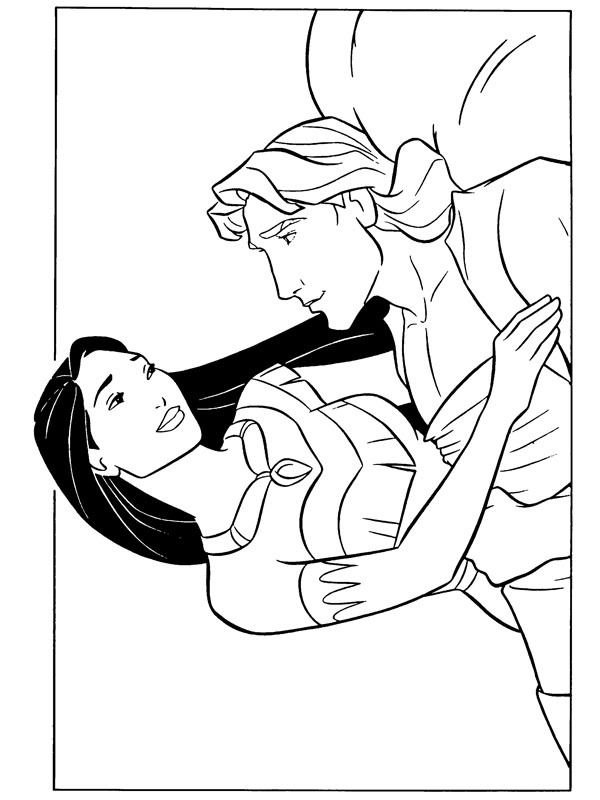 Pocahontas and John Smith Colouring page
