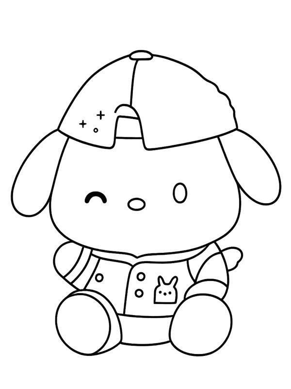 Pochacco with cap Colouring page