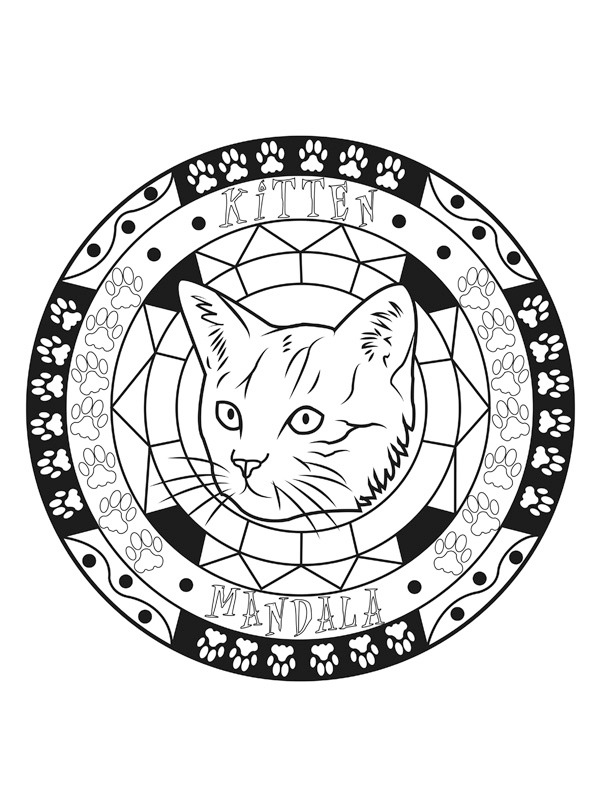 Cat mandala Colouring page
