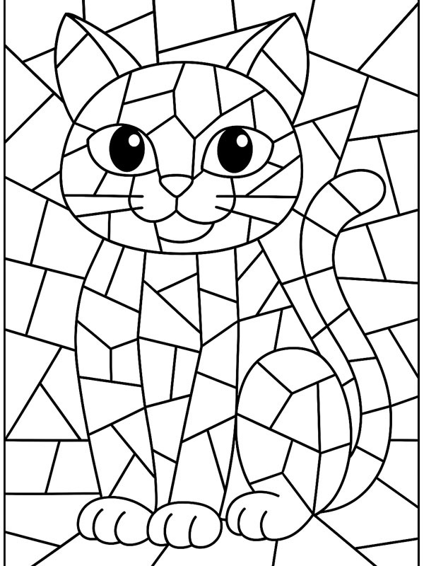 Cat mosaic Colouring page