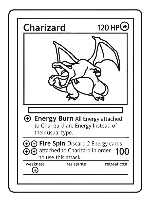 Pokemon card Shadowless Charizard Colouring page Pokemon card Shadowless Charizard Colouring page