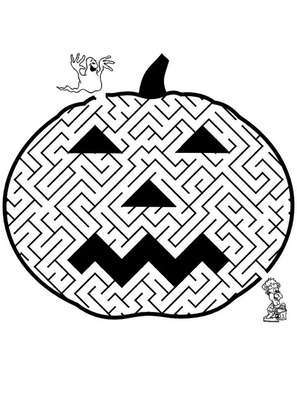 Pumpkin maze Colouring page