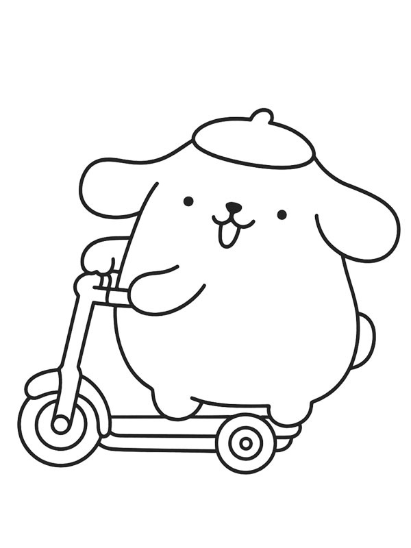 Pompompurin on the scooter Colouring page Pompompurin on the scooter Colouring page