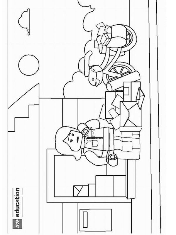 Lego mail man Colouring page