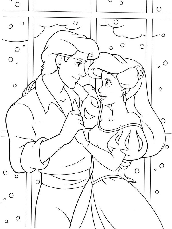 Prince Eric and Ariel Colouring page