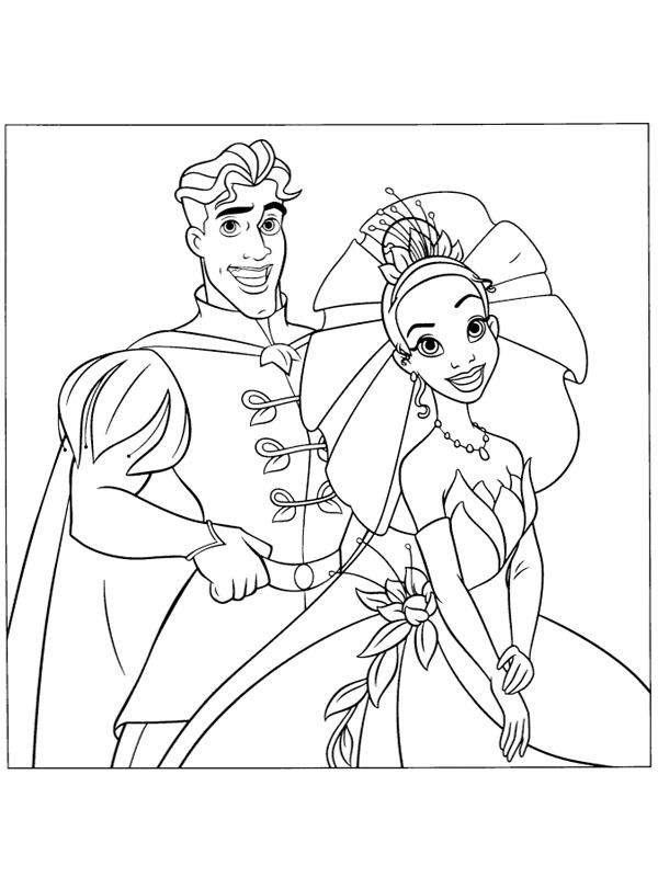 Prince Naveen and Princess Tiana Colouring page Prince Naveen and Princess Tiana Colouring page
