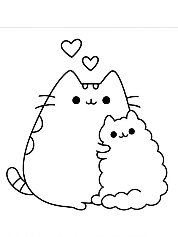 Pusheen and Stormy Colouring page