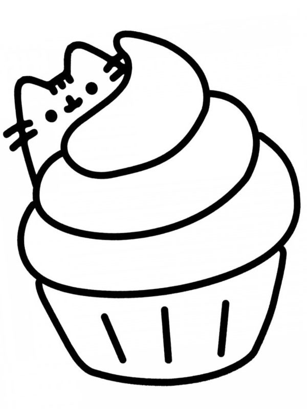 Pusheen muffin Colouring page
