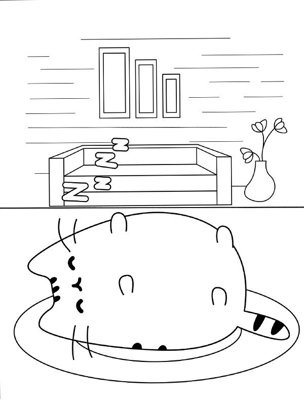 Pusheen sleeping Colouring page
