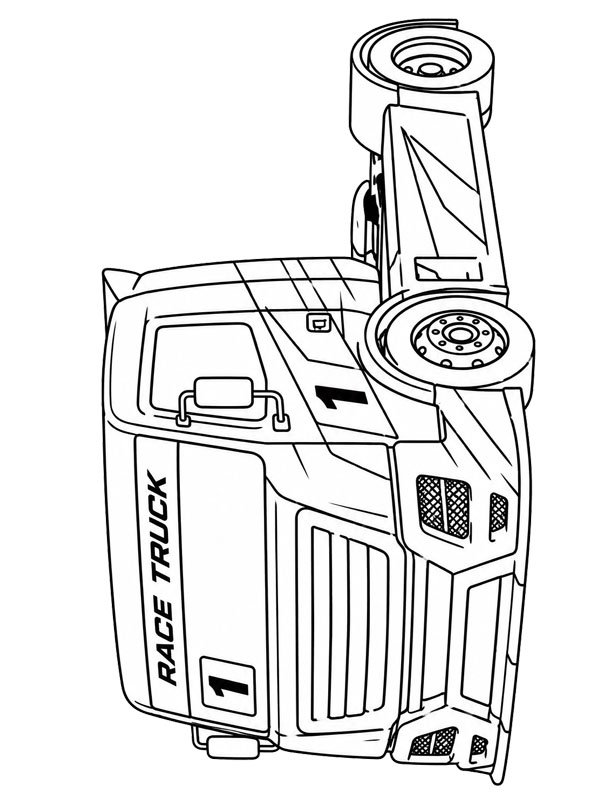 Race truck Colouring page