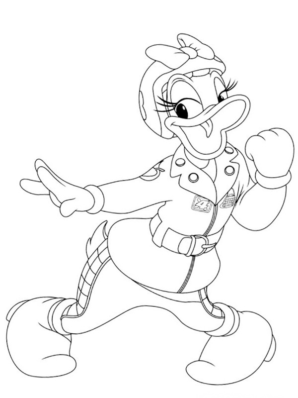 Racer Daisy Duck Colouring page