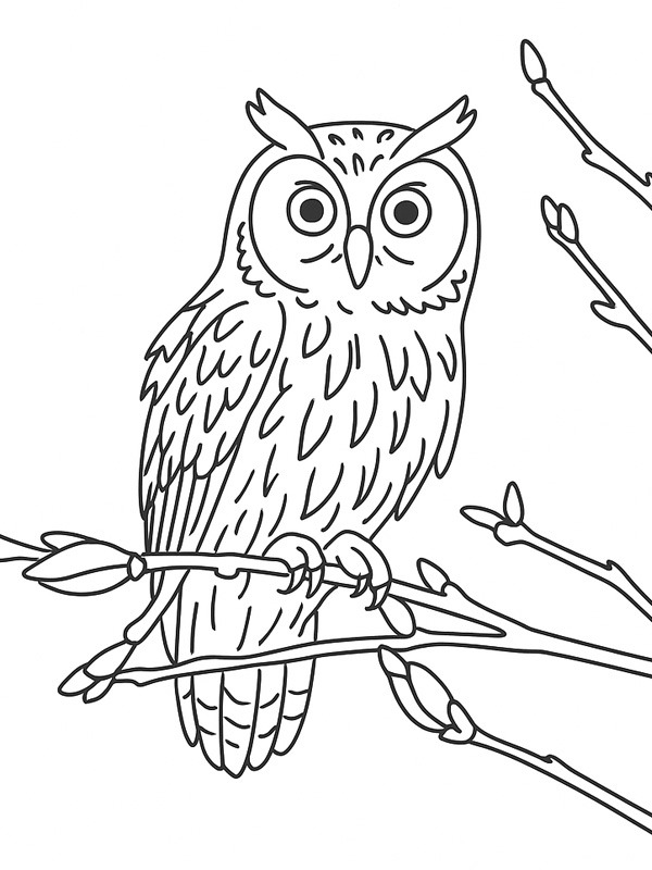 Long-eared owl Colouring page