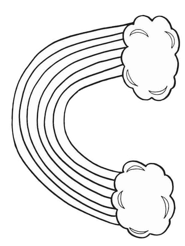 Rainbow with clouds Colouring page