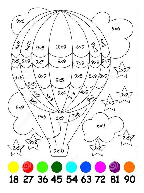 Math coloring picture hotairballoon Colouring page