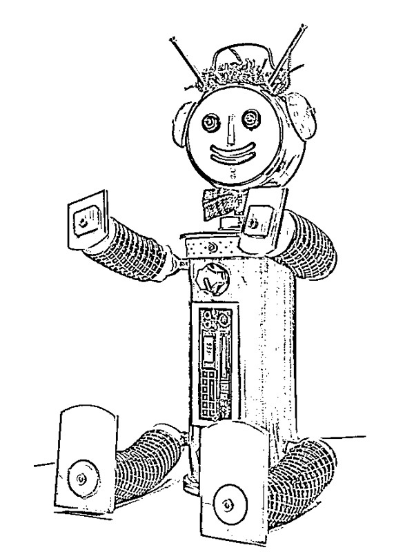 Robin the robot Colouring page