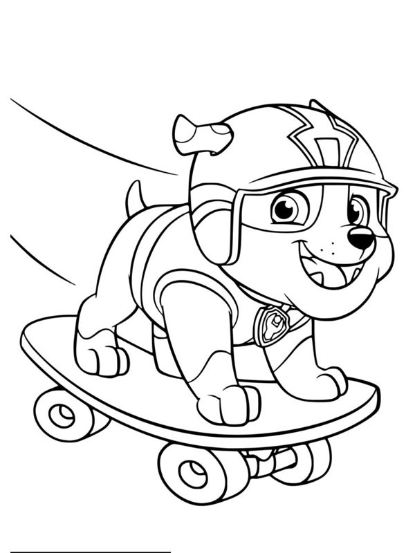 Rubble on a skateboard Colouring page
