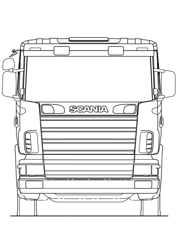 scania r semi truck Colouring page