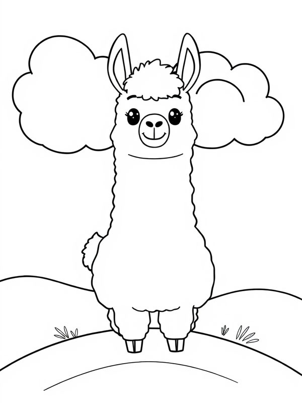 Cute alpaca Colouring page