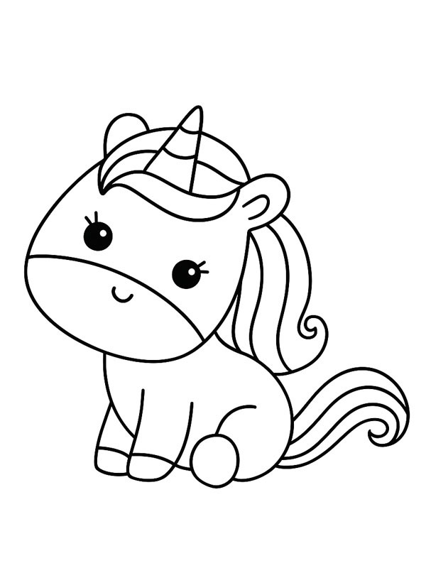 Cute unicorn Colouring page