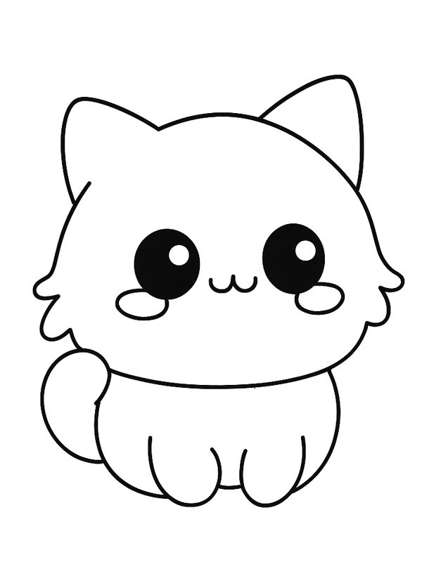Cute Kawaii cat Colouring page